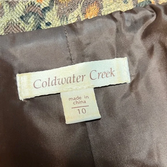 Coldwater Creek Animal Print Blazer Jacket Womens Size 10 Brown Orange - Picture 3 of 9